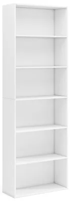 Produktbild von Hohes weißes Bücherregal mit 6 Ablagen und Kippsicherung