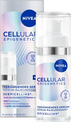 A product shot of NIVEA CELLULAR Epigenetics Verjüngendes Serum with its packaging.