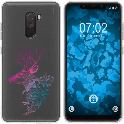 Produktbild von PhoneNatic Case kompatibel mit Xiaomi Pocophone F1 Silikon-Hülle Floral Hirsch M7-6