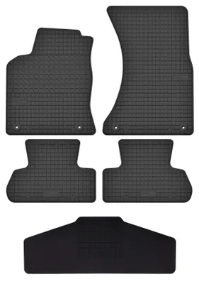 Produktbild von Gummi-Fußmatten + Tunnel für Audi Q5 I 2008-2017 (SUV) – 5-tlg, Schwarz, passgenau – Wielganizator SolidTread
