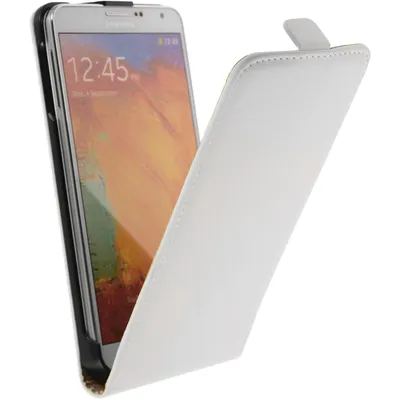 Produktbild von PhoneNatic Kunst-Lederhülle kompatibel mit Samsung Galaxy Note 3 - Flip-Case weiß + 2 Schutzfolien