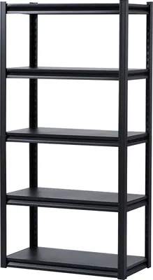 Image de Étagères de stockage SucceBuy, capacité de charge de 2000 lbs, étagère de garage à 5 niveaux, 16" P x 32" L x 63" H, étagères métalliques réglables pour garage, cuisine, entrepôt, cave, noir