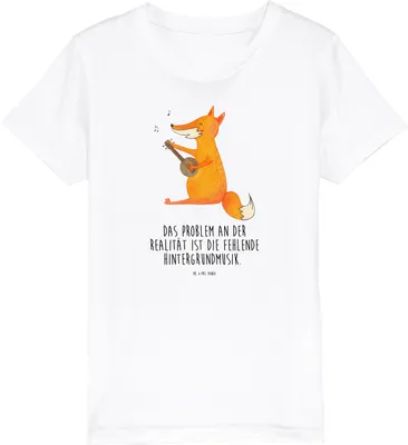 Produktbild von Mr. & Mrs. Panda Kleinkinder T-Shirt Fuchs Gitarre 5-6 Jahre (110/116) - Weiß - Geschenk, Kinder, Sänger, Kindershirt, Organic, Singen, Teenager, Optimistisch, Sängerin
