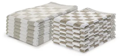 Productafbeelding van LINNICK Theedoeken & Keukendoeken Set Blok - zand - set van 12