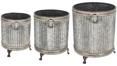 Image de Set de 3 Pots Ronds sur Pieds - Ø 38,8 x H 45,2 cm