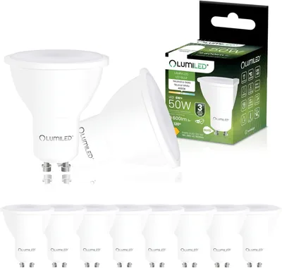 Produktbild von LUMILED GU10 LED Lampe PAR16 6W ersetzt 50W 600lm 4000K Neutralweiß 120°  Nicht Dimmbar 10er Pack Energiespar Leuchtmittel Reflektor Spot für Küche Wohnzimmer Büro Flur 10 Stück Lampen