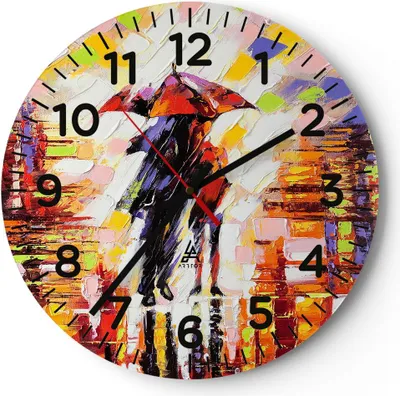 Produktbild von Wanduhr - Rund - Glasuhr - gehen liebhaber - 30x30cm - Schleichendes Uhrwerk - Lautlos - zum Aufhängen bereit - Dekoration Modern - Wanddekoration aus Glas - C4AR30x30-3527