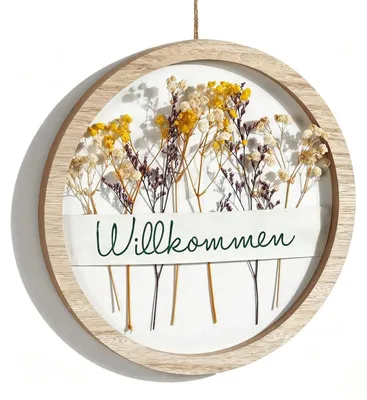 Produktbild von Türkranz Trockenblumen 26cm Willkommensschild Boho Deko