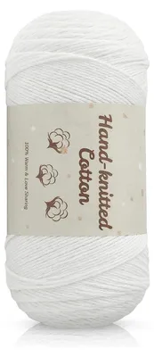 Produktbild von Häkelwolle Baumwolle Weiß 275g 900m 100% Baumwollgarn dünn Hautfreundlich Babygeeignet Waschfest