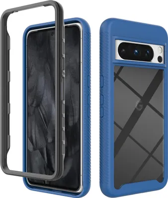 Image de Coque Google Pixel 8 Pro, coque arrière transparente hybride, bumper TPU robuste, coque antichoc pour Google Pixel 8 Pro Bleu marine