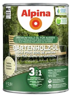 Produktbild von Alpina Gartenholz-Öl 3in1 Farblos 2,5 Liter