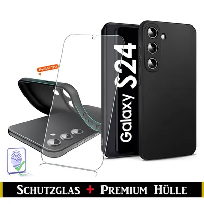 A product image showcasing a phone case and screen protector for a Samsung Galaxy S24.