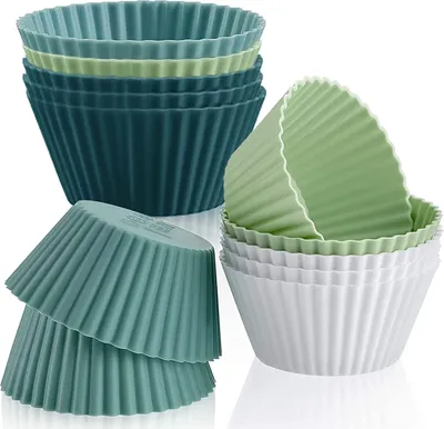 Produktbild von Silikonformen,Silikon Muffinförmche,12er-Set Muffin Förmchen Papier Backformen,Muffins Dessert Silikonformen,Muffin Förmchen Cupcake Wrapper,Wiederverwendbare Muffinformen,Cupcake Formen Geeignet