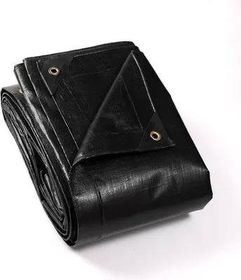 Obrázek produktu pro Univerzální, voděodolná plachta, 3 x 4 metry - černá - Odolná proti roztržení, polyester 260 g/m² - Stabilní vůči UV záření, s oky pro použití v zahradě, u auta, na kempování a další