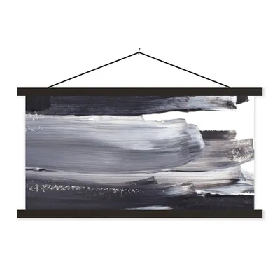Produktbild von MuchoWow® Textilposter Farbe - Schwarz - Design 120x60 cm mit schwarzem Rahmen - Dekoration Schlafzimmer