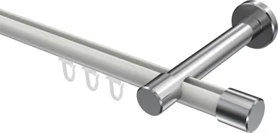 Produktbild von Interdeco Innenlaufstange / Gardinenstange mit Innenlauf Weiß / Chrom, Typ Prestige Santo (Kappe), 20 mm Ø 1-läufig, 280 cm