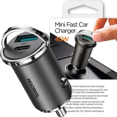Image de Joyroom Chargeur rapide pour voiture Usb Type C / Usb 45 W 5 A Power Delivery Quick Charge 3.0 Afc Scp Gris (C-A35)