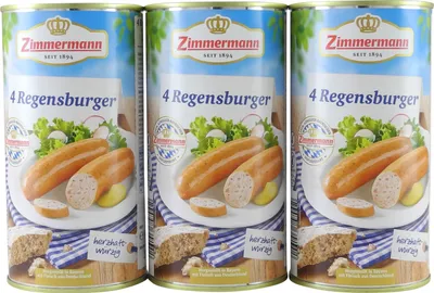 Produktbild von Regensburger von Zimmermann - 3er Pack (Würstchen / 3 Dosen à 4 Stück / 250 g)