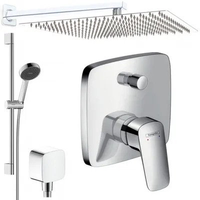 Produktbild von Hansgrohe und Jowi Unterputz Duschsystem mit 360mm Kopfbrause, Logis Duscharmatur, 650mm Brausestange, OHNE iBox