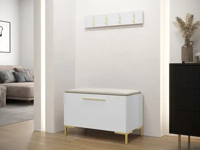 Immagine prodotto di Mobile da ingresso con pannelli imbottiti ANDORA 7 - bianco / beige