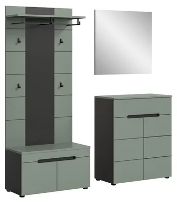 Produktbild von Garderoben-Set Canu 1 | Basalt grau / Smoke Green | 4-teilig