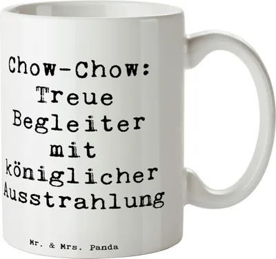 Produktbild von Mr. & Mrs. Panda haferl Spruch Chow-Chow Treue Begleiter - Weiß - Geschenk, Hunderassen Eigenschaften, Vielfalt, Herz erobern, Hunderasse, Kaffeetasse, Kaffeebecher, Pott