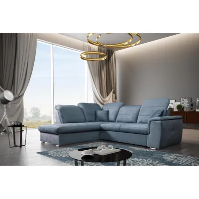 Produktbild von Ecksofa mit Schlaffunktion BERGAMO L, Ottomane links (Blau - Viton198)