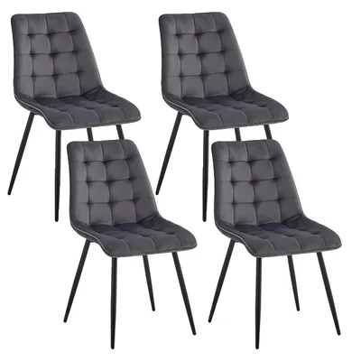 Image de Chaises de salle à manger, velours, design moderne, gris