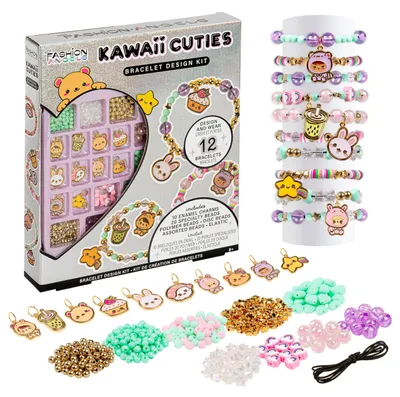 Armband-Bastelset – 12 Kawaii-Armbänder mit 10 Anhängern & 20 Perlen