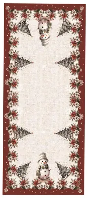 Obrázek produktu pro Vánoční ubrus sněhuláci červení 40x90cm