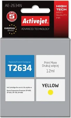 Produktbild von Activejet AE-2634N Tintenpatrone (Ersatz für Epson 26 T2634; Höchst; 12 ml; gelb)