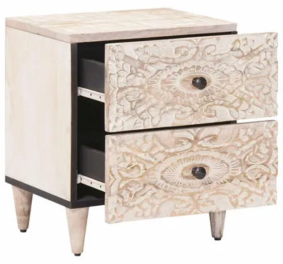 Produktbild von vidaXL Nachttisch Weiß 40 x 33,5 x 46 cm Massivholz Mango