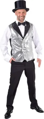 Produktbild von M216263-91-M-L silber Herren Pailletten Weste Show Kostüm Gr.M-L=52-56