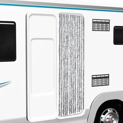Produktbild von Moskitonetz Wohnwagen Wohnmobil - Chenille Türvorhang - 56x185 cm - Hakenbefestigung - Für Tür - Armeegrün