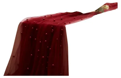 Produktbild von Tischläufer aus Tüllstoff mit Kunstperlenmuster im Boho-Stil – ideal für Hochzeiten, Brautpartys, Geburtstagsfeiern und als Tischdekoration.