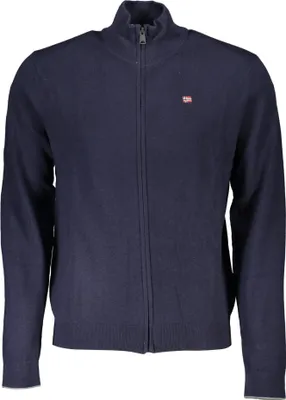 Immagine prodotto di Cardigan da uomo blu con zip e ricamo - maniche lunghe