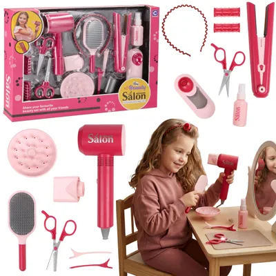Produktbild von Friseursalon-Spielset für Kinder, Schönheitsset mit Ton- und Lichteffekten, Spielzeugfriseur ab 3 Jahren