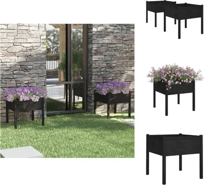 Produktbild von vidaXL Pflanzkübel 2 Stk. Schwarz 70x70x70 cm Massivholz Kiefer -  Blumentöpfe & Pflanzgefäße