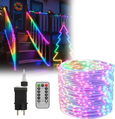 Image de LARS360, guirlande lumineuse LED de 20 mètres, 8 modes d'éclairage, télécommande, minuterie, fonction mémoire, basse tension 31 V, 200 LED, multicolore