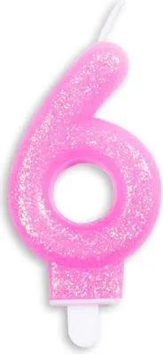 Produktbild von Glitzer Zahlenkerze in Rosa 6
