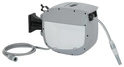 Zdjęcie produktu dla Automatyczny zwijacz do węży o długości 20 metrów, obrotowy o 180°, kolor: szary, wymiary: 22x52x35 cm