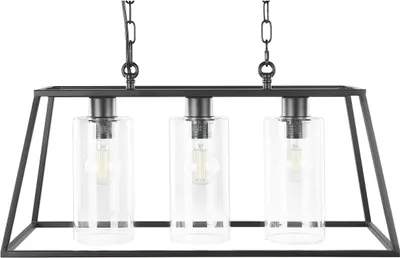 Obrázok produktu pre BELIANI Závesná lampa čierna železo sklo 117 cm kovový rám 3 tienidlá moderný industriálny štýl osvetlenie