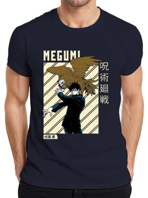 Obrázek produktu pro MEGUMI Jujutsu Kaisen 呪術廻戦 Fushiguro Shikigami Anime Aesthetics Pánské tričko, Navy, S