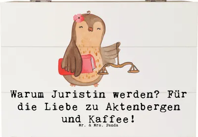 Produktbild von Mr. & Mrs. Panda Holztruhe Juristin Liebe 22 x 15 cm - Weiß - Geschenk, Geschenkbox, Box, personalisierte Geschenke, Recht, Schatulle, Beruf, geschenkkiste, Schatzkiste