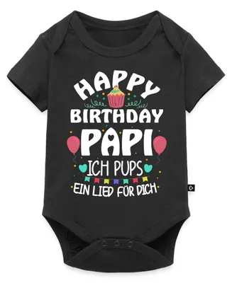 Produktbild von Spreadshirt Geburtstag Papa Ich Pups Ein Lied Für Dich Kurzarm Tages Baby Body, 62 (2-3 M.), Schwarz