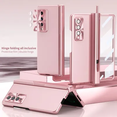 Immagine prodotto di Custodia per Samsung Galaxy Z Fold 3 5G, protezione magnetica della cerniera e portapenne, cover PC con lente e protezione dello schermo Rosa