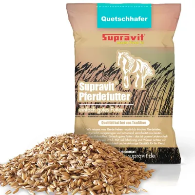 Produktbild von Supravit Gerste gequetscht 20kg | Natürliche Gerstenflocken für Pferd und Ponys | Quetschgerste als Futter mit hohem Energiegehalt