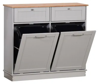 Produktbild von Kondela Kippschrank mit Abfalleimer Delins Typ 2 - grau / Bambus