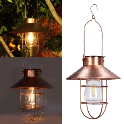 Obrázek produktu pro Solární závěsné světlo Dekorativní železný rám LED venkovní retro lucerna pro zahradu Yard Veranda