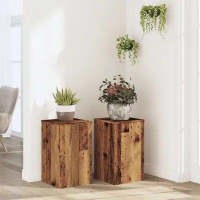 Produktbild von "2026 Promotion" Pflanzenständer - Hochbeet - 2 Stk. - Blumenkasten - Altholz-Optik 30x30x50 cm - Holzwerkstoff - Beete CC31174